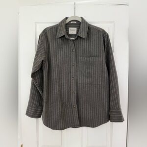 Abercrombie & Fitch Soft AF Flannel Shirt Womens Small Gray Oversized Button